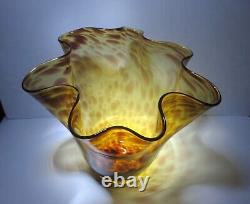 LOW PRICE! ELEGANT MURANO TORTOISE SHELL VASE HAND BLOWN GLASS 8.5x9.5x8.5