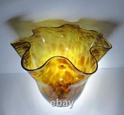 LOW PRICE! ELEGANT MURANO TORTOISE SHELL VASE HAND BLOWN GLASS 8.5x9.5x8.5