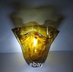 LOW PRICE! ELEGANT MURANO TORTOISE SHELL VASE HAND BLOWN GLASS 8.5x9.5x8.5