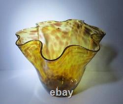 LOW PRICE! ELEGANT MURANO TORTOISE SHELL VASE HAND BLOWN GLASS 8.5x9.5x8.5