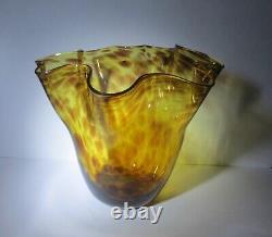 LOW PRICE! ELEGANT MURANO TORTOISE SHELL VASE HAND BLOWN GLASS 8.5x9.5x8.5