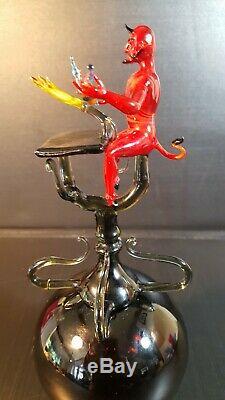 LUCIO BUBACCO Murano Hand Blown Glass Satan Devil Perfume Bottle SIGNED Original