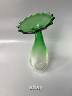 La Murrina Green Art Glass Hand Blown 11 3/4 VASE MURANO Italy Signed