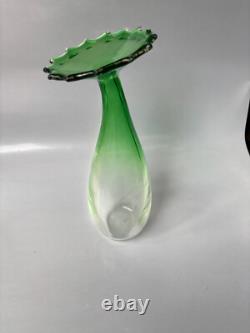 La Murrina Green Art Glass Hand Blown 11 3/4 VASE MURANO Italy Signed