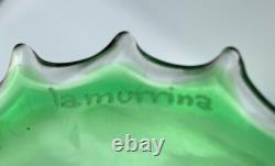 La Murrina Green Art Glass Hand Blown 11 3/4 VASE MURANO Italy Signed