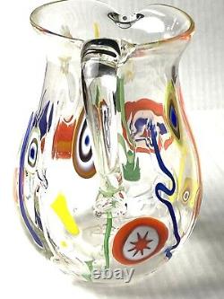 Laguna B. Marie Brandolini Murano Italy Hand Blown Fused Art Glass 8Pitcher