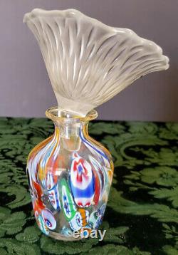 Lalique Flower Married to a Murano Millefiori Hand Blown Perfume Bottle Wacky