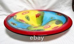 Large 13.5 Unsigned Hand-Blown Murano Glass Millefiori Statement Piece Bowl