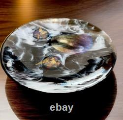 Large 14.5 Inch Murano Style Hand Blown Art Glass Charger Plate Signed 2001