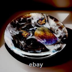 Large 14.5 Inch Murano Style Hand Blown Art Glass Charger Plate Signed 2001