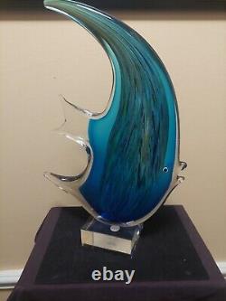 Large 16 Murano Sommerso Blown Glass Multicolor Fish Sculpture Figure