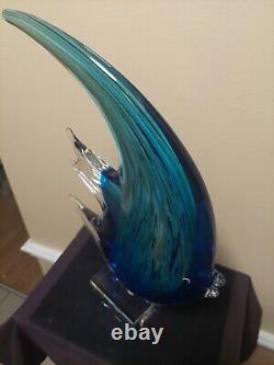 Large 16 Murano Sommerso Blown Glass Multicolor Fish Sculpture Figure