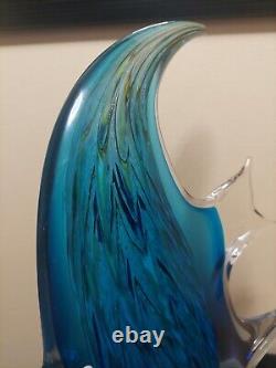 Large 16 Murano Sommerso Blown Glass Multicolor Fish Sculpture Figure