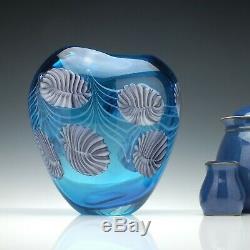 Large Blue Murano Barovier Toso Glass Vase c1980