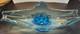 Large Blue Murano Style Hand Blown Glass Sculture Bowl Centerpiece 21L x 9W