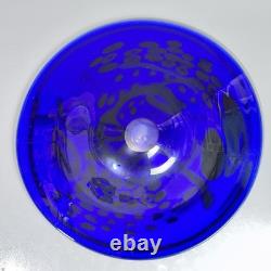 Large Cobalt Blue Art Glass Millefiori Bowl Hand Blown Murano Style 16