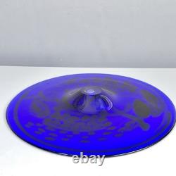 Large Cobalt Blue Art Glass Millefiori Bowl Hand Blown Murano Style 16