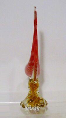 Large Colourful (30 cm) Murano Red Cased Glass Fish Figurine