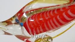 Large Colourful (30 cm) Murano Red Cased Glass Fish Figurine