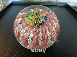 Large FRATELLI TOSO Murano Glass Twisted Ribbon Millefiori CROWN Paperweight