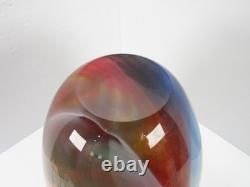 Large Hand Blown Art Glass Vase 12 Inch Swirl Abstract Multicolor Murano Style
