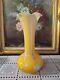 Large Hand Blown Butterscotch Millefiori Murano Attributed Art Glass Vase 14