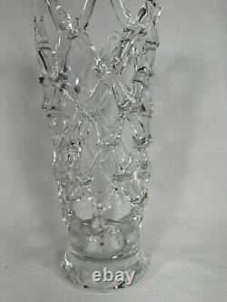 Large Hand Blown GLASS ROD LATTICE STYLE Vase WOVEN LOOK Murano Style 11.25