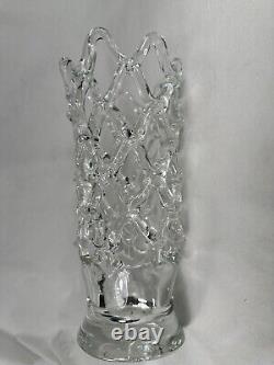 Large Hand Blown GLASS ROD LATTICE STYLE Vase WOVEN LOOK Murano Style 11.25