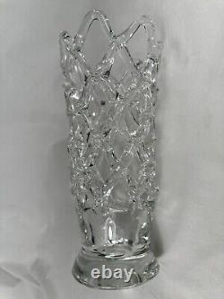 Large Hand Blown GLASS ROD LATTICE STYLE Vase WOVEN LOOK Murano Style 11.25