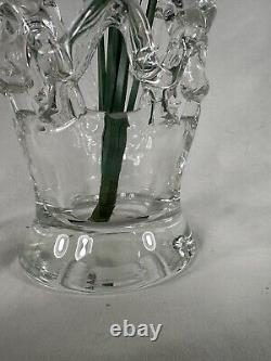 Large Hand Blown GLASS ROD LATTICE STYLE Vase WOVEN LOOK Murano Style 11.25