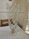 Large Hand Blown Glass Lattice Vase Footed Woven Murano Style Heavy Beautiful