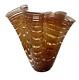 Large Hand Blown Murano Chocolate Brown Ribbon Glass Vase