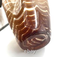 Large Hand Blown Murano Chocolate Brown Ribbon Glass Vase