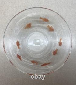 Large Hand Blown Murano Serving Bowl with koi/goldfish 9 3/4