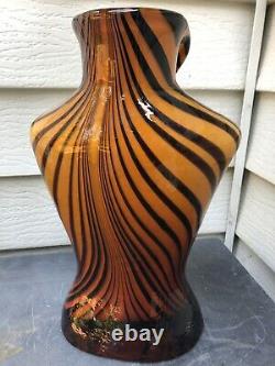 Large Hand Blown Vase Murano Style Woman Bust Torso Necklace Holder