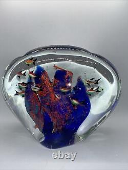 Large Heavy 14 Pound Murano Style Hand Blown Glass Fish Aquarium