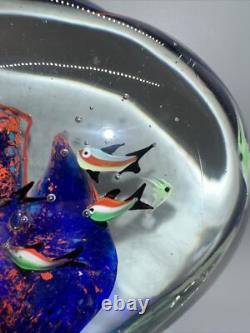 Large Heavy 14 Pound Murano Style Hand Blown Glass Fish Aquarium