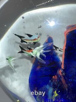 Large Heavy 14 Pound Murano Style Hand Blown Glass Fish Aquarium