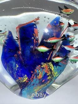 Large Heavy 14 Pound Murano Style Hand Blown Glass Fish Aquarium