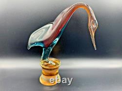 Large Italian Hand Blown Murano Glass Swan Bird Stature Figurine H 10 1/4 inch