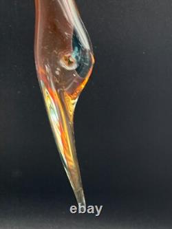 Large Italian Hand Blown Murano Glass Swan Bird Stature Figurine H 10 1/4 inch