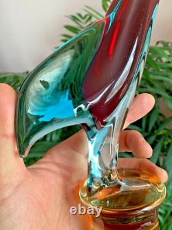 Large Italian Hand Blown Murano Glass Swan Bird Stature Figurine H 10 1/4 inch