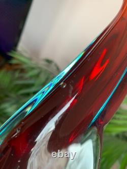 Large Italian Hand Blown Murano Glass Swan Bird Stature Figurine H 10 1/4 inch