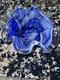 Large MURANO Art Glass Bowl Cobalt Blue Clear Handkerchief Italy Hand Blown Vtg