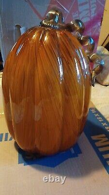 Large MURANO Hand Blown Art Glass 14 x 9 Pumpkin, Or Fall Halloween