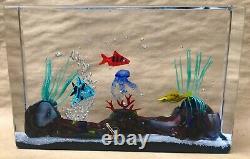 Large Mid Century Murano Vetro Artistico Art Glass Aquarium Block