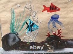 Large Mid Century Murano Vetro Artistico Art Glass Aquarium Block