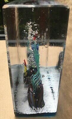 Large Mid Century Murano Vetro Artistico Art Glass Aquarium Block