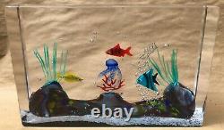 Large Mid Century Murano Vetro Artistico Art Glass Aquarium Block