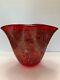 Large Modernist Art Glass Red Gold Glitter Murano Vase Cristalleria D'Arte